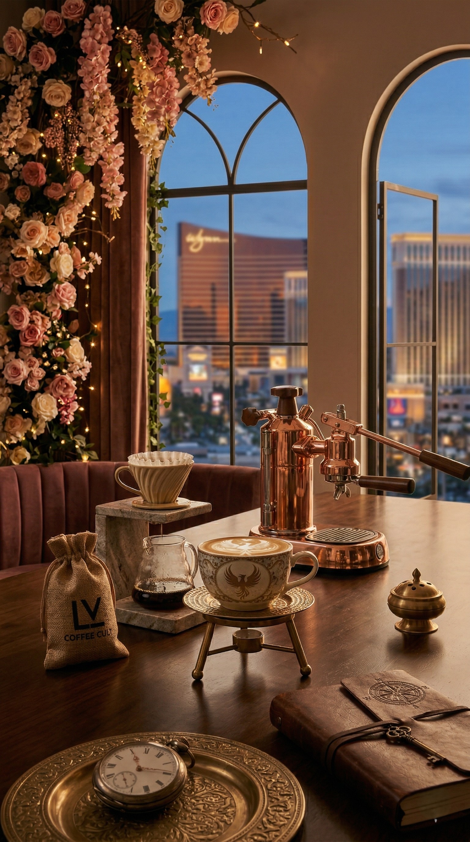 Perfect latte art with gold flakes